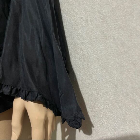 Zara silk satin effect black blouse with bell sleeve size M 2032/115 - Picture 4 of 8